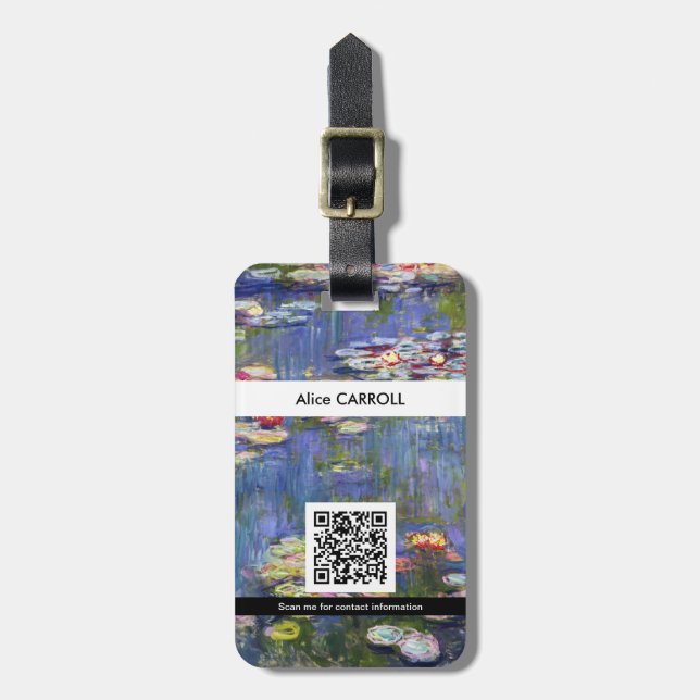 Étiquette À Bagage Claude Monet - Lys d'eau / Nympheas - Code QR (Devant Vertical)