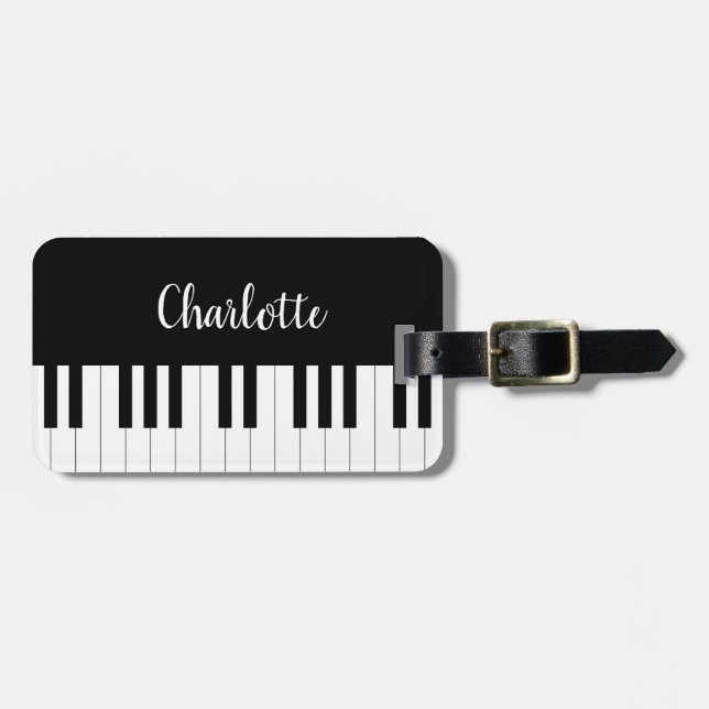 Étiquette À Bagage Clavier de piano, étiquettes noires et blanches de (Devant horizontal)