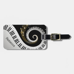 Étiquette À Bagage Clés de piano et notes personnalisées de musique