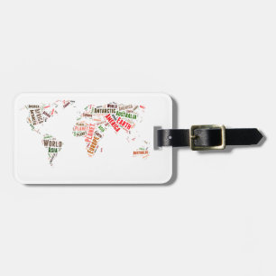 Étiquette À Bagage Cloud de mots de la carte mondiale