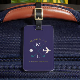Étiquette À Bagage Club de golf bleu marine Monogramme