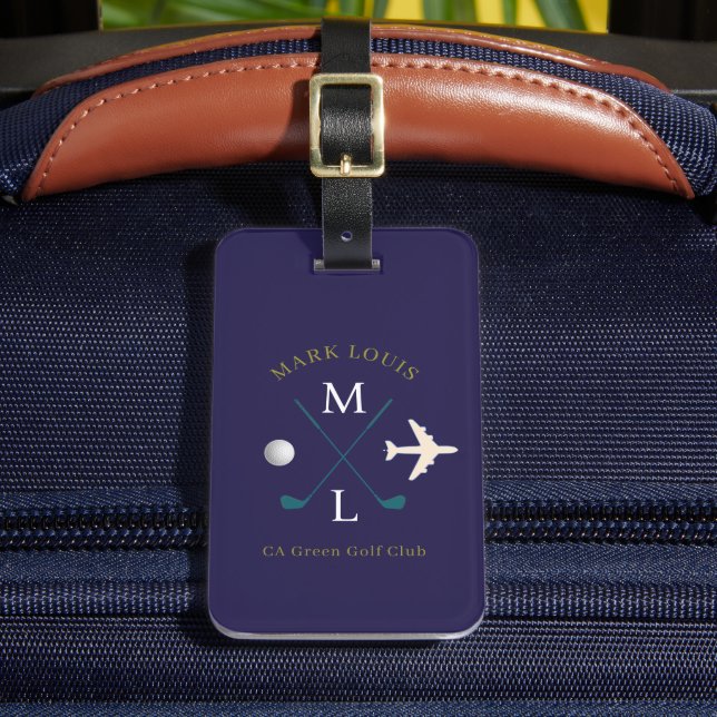 Étiquette À Bagage Club de golf bleu marine Monogramme (Insitu Rectoal 2)