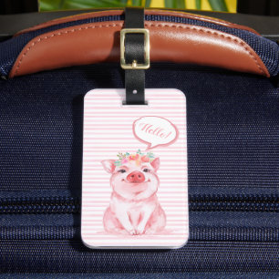 Étiquette À Bagage Cochon aquarelle adorable