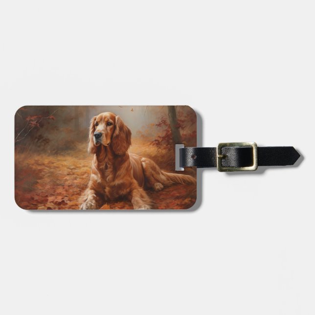 Étiquette À Bagage Cocker Spaniel à l'automne Feuilles automne Inspir (Devant horizontal)