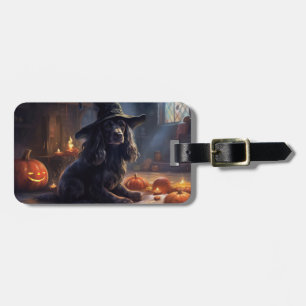 Étiquette À Bagage Cocker Spaniel Citrouilles Halloween Épouvantable