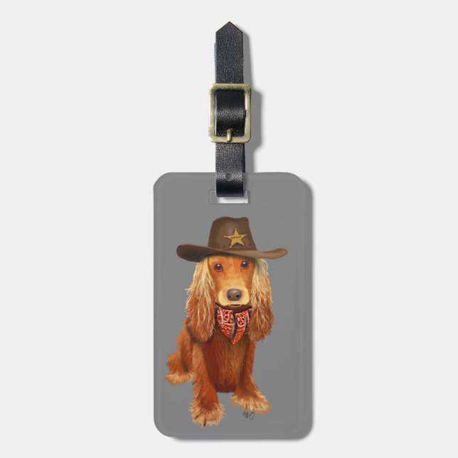Étiquette À Bagage Cocker Spaniel Cowboy (Devant Vertical)
