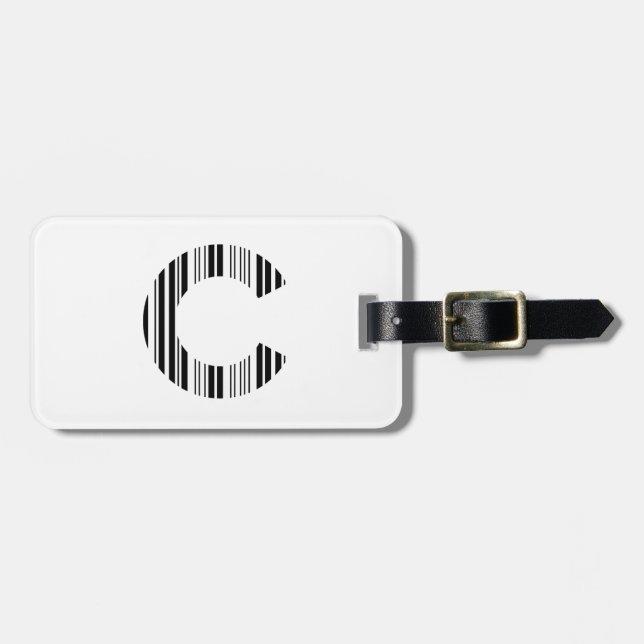 Étiquette À Bagage CODE BARRE LETTRE C Première initiale Motif de cod (Devant horizontal)