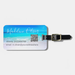 Étiquette À Bagage Code QR bleu de la scène océanique