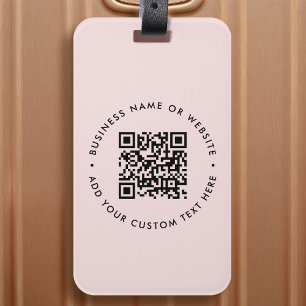 Étiquette À Bagage Code QR   Entreprise moderne Blush Rose Feminine