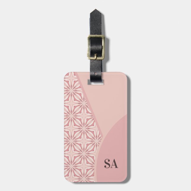 Étiquette À Bagage Code QR féminin unique en rose géométrique Motif (Devant Vertical)