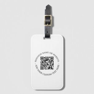 Étiquette À Bagage Code QR   Minimaliste Nettoyer Simple Balayage Bla