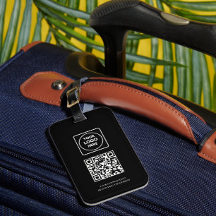 Étiquette À Bagage Code QR noir ID de logo d'entreprise professionn