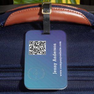 Étiquette À Bagage Code QR Nom commercial et logo et étiquettes de sa
