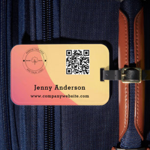 Étiquette À Bagage Code QR Nom commercial et logo et étiquettes de sa