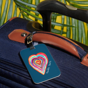 Étiquette À Bagage Coeur arc-en-ciel mou amour boho