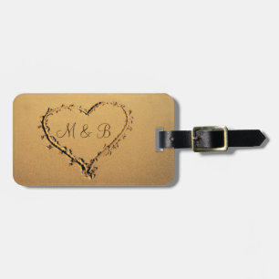 Étiquette À Bagage Coeur d'amour à la plage juste mariée