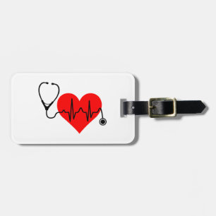 Étiquette À Bagage Coeur de battement de coeur de stéthoscope