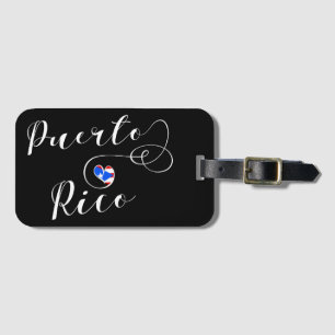 Étiquette À Bagage Coeur de drapeau de Porto Rico, drapeau