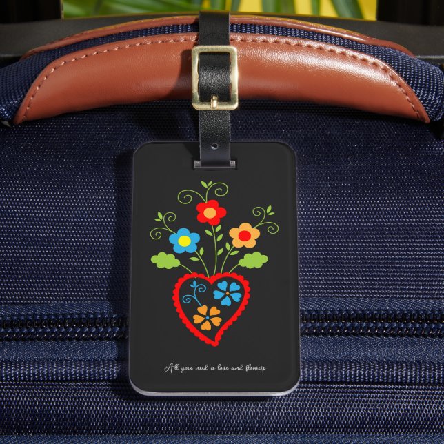 Étiquette À Bagage Coeur de floraison folklorique portugais (Insitu Rectoal 2)