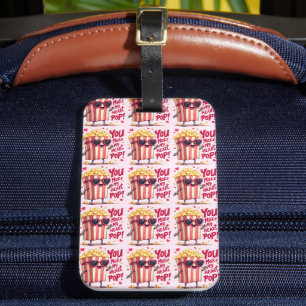 Étiquette À Bagage Cœur de Popcorn Design de la Saint-Valentin Pop