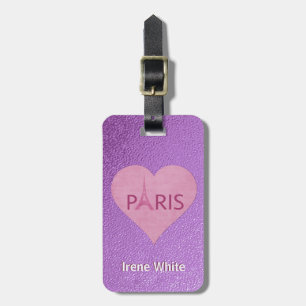 Étiquette À Bagage Coeur élégant pourpre de Tour Eiffel Paris pour