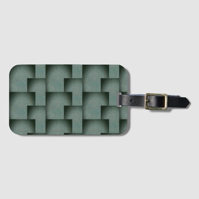 Étiquette À Bagage Coeurs de Nana (noir et gris) (Devant Horizontal)