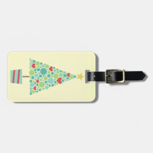Étiquette À Bagage Coeurs mignons pastel moderne sapin de Noël