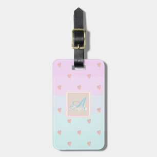 Étiquette À Bagage Coeurs, Monogramme rayé Ombre Personnalisé