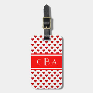Étiquette À Bagage Coeurs Polka Monogrammé