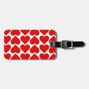 Étiquette À Bagage Coeurs rouges Valentine motif géométrique