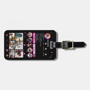 Étiquette À Bagage Coiffeur Instagram Maquilleuse Chic QR Rose