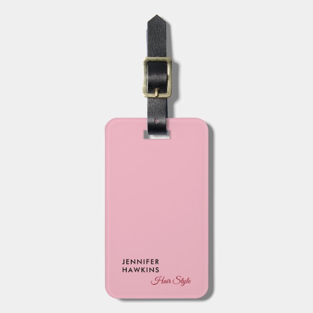 Étiquette À Bagage Coiffeuse professionnelle sobre rose feminine (Devant Vertical)