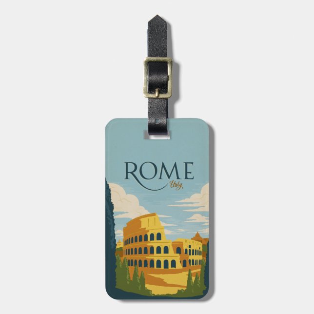 Étiquette À Bagage Colisée de Rome, Italie (Devant Vertical)