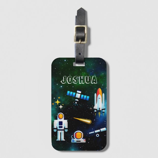 Étiquette À Bagage Collage de l'astronaute amusant personnalisé (Devant Vertical)