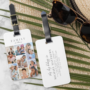 Étiquette À Bagage Collage de photos de famille avec nom personnalisé