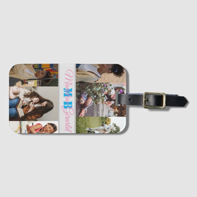Étiquette À Bagage Collage photo moderne monogrammed iPad Air Cover (Devant Horizontal)