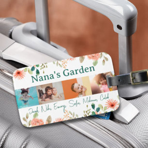Étiquette À Bagage Collage photo personnalisé Jardin de Nana Grandma