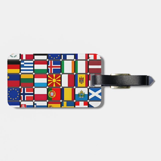 Étiquette À Bagage Collection internationale de drapeaux, drapeaux du (Dos horizontal)