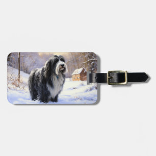 Étiquette À Bagage Collie Laisser Il Neige Noël