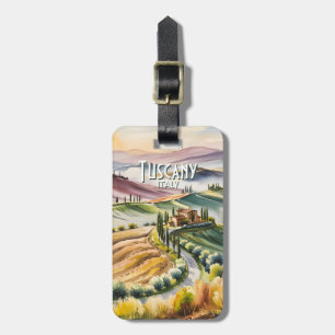 Étiquette À Bagage Collines ondoyantes de Toscane personnalisées Aqua