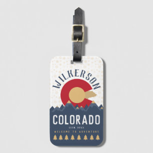 Étiquette À Bagage Colorado Mountains Vintage Co Drapeau Souvenirs