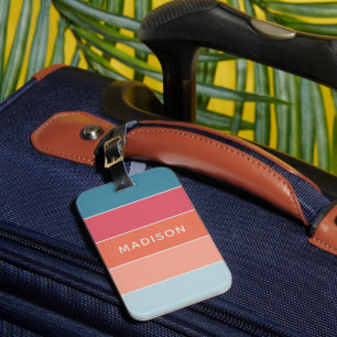 Étiquette À Bagage Colorbloc coloré moderne Personnalisé Nom Chic