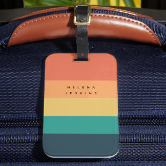 Étiquette À Bagage Colorblock Monogramme horizontal à bandes colorées