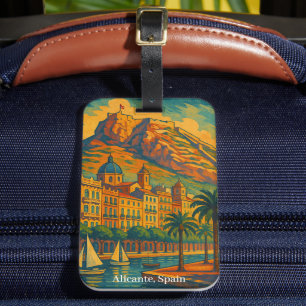 Étiquette À Bagage Coloré Alicante Espagne Art Vintage Costa Blanca