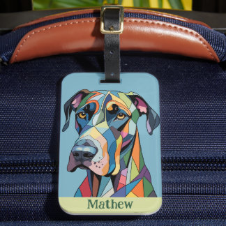 Étiquette À Bagage Colorful Cubist Great Dane