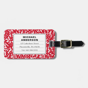 Étiquette À Bagage Composition Simple Carnet rouge et blanc