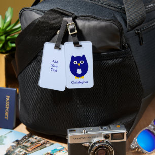 Étiquette À Bagage Conception de hibou bleu personnalisée