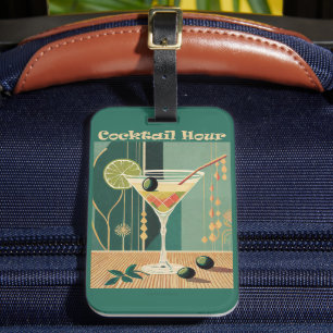 Étiquette À Bagage Conception de l'heure de cocktail du milieu du siè