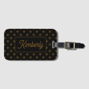 Étiquette À Bagage Conception de monogramme de nom personnalisé Gold