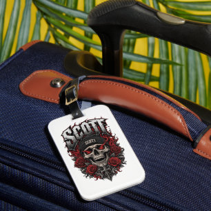 Étiquette À Bagage Conception de nom personnalisé Scott Gothic Skull